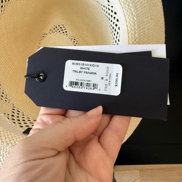 NWT Rag & Bone White Trilby Panama Fedora Straw Hat Retail $250 Made Spain SZ M